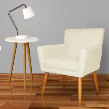Imagem de Poltrona Decorativa Para Sala Recepção Cecília Suede Marfim - LM DECOR