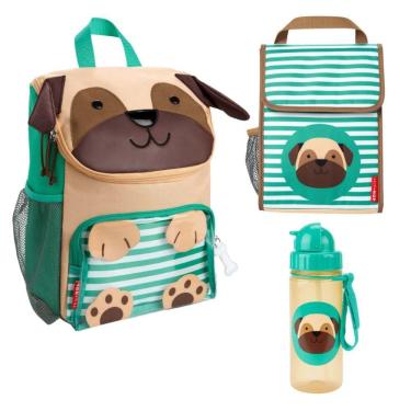 Imagem de Mochila Escolar + Lancheira Térmica - Ganhe uma Garrafa Flip Cachorro Pug - Skip Hop