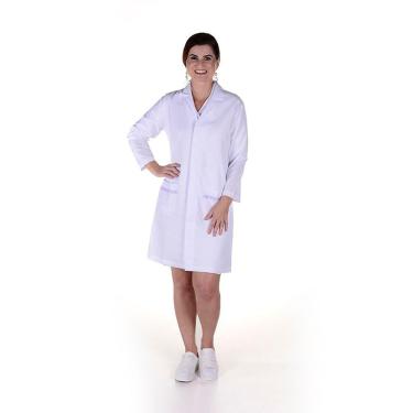 Imagem de Jaleco Feminino Profissional de Microfibra Manga Longa - Branco