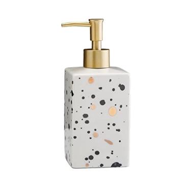 Imagem de Dispensador de sabonete 450ML tipo prensa garrafa dividida shampoo gel de banho dispensador de sabonete de cerâmica para banheiros, cozinhas, hotéis, restaurantes frasco de sabonete (cor: dourado)/551
