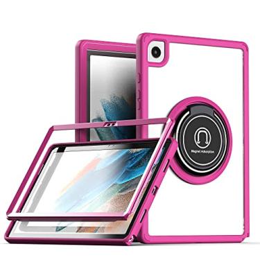 Imagem de Capa leve compatível com Samsung Galaxy Tab A8 10,5 polegadas X200/X205 (2021), capa resistente à prova de choque de grau militar com suporte giratório de 360° capa traseira de TPU (cor: rosa