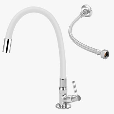 Imagem de Torneira P/Cozinha Mesa Tb Gourmet Colorido 1/4v + Flexivel Cor:Branco