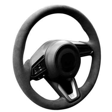 Imagem de Alfanxi Costura à mão Itália Alcantara Capa de volante para carro para Mazda CX-3/CX-5/CX-9/Mazda3/Mazda6 (Alcantara preto + sem listras)