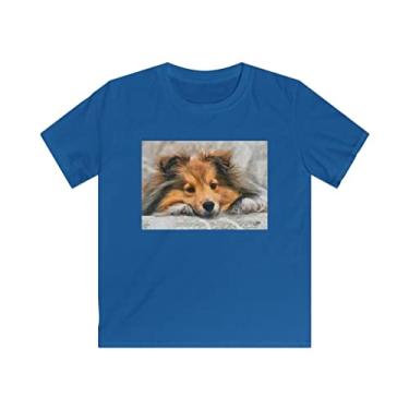 Imagem de Camiseta infantil Shetland Sheepdog 'Sheltie' 100% algodão torcido por Doggylips™, Roxo, XG