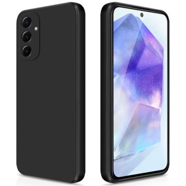 Imagem de GiiYoon Capa para Samsung Galaxy A55, capa protetora de corpo inteiro com toque suave e sedoso, case à prova de choque com forro em microfibra - Preto
