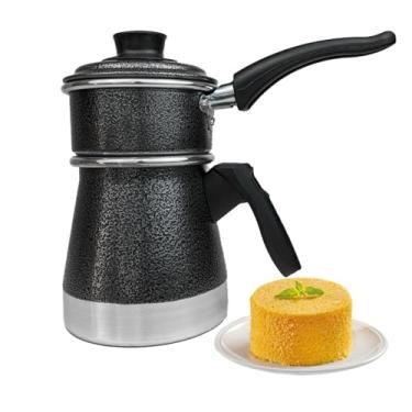 Imagem de Cuscuzeiro Duplex a Vapor Porção Individual Mini Cuscuzeira Dupla com Tampa Faz Cuscuz e Legumes (Craqueado)