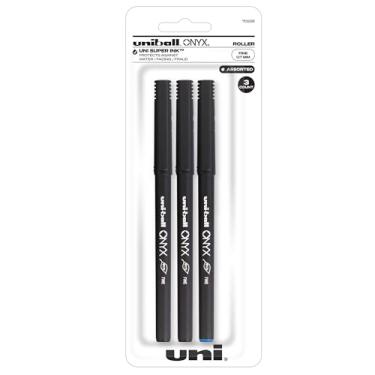 Imagem de uniball Onyx Rollerball Pens, Fine Point (0.7mm), Black and Blue Ink, 3 Pack