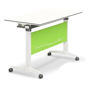 Imagem de Folding conference table Mesa de conferência dobrável de 1 pces com espaço de armazenamento aberto e defletor de aço, mesa de computador de emenda retangular(71x20x30in)