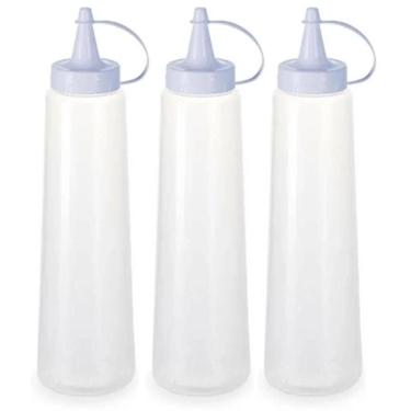 Imagem de Kit 3 Bisnagas Plásticas Grandes 400ml para Molhos Maionese Plasvale Lanchonete  Bar