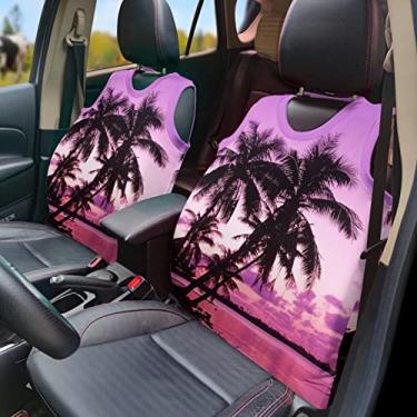Imagem de GOSTONG Colete de capa de assento de carro com estampa de palmeira rosa, protetor de acessórios de interior de veículo respirável da moda
