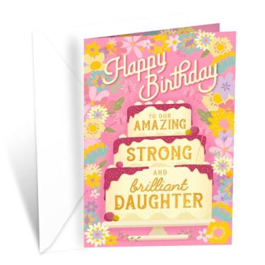 Imagem de Prime Greetings Cartão de aniversário de filha, feito nos EUA, ecológico, cartolina grossa com envelope premium 12,7 cm x 19,7 cm, embalado em caixa de proteção