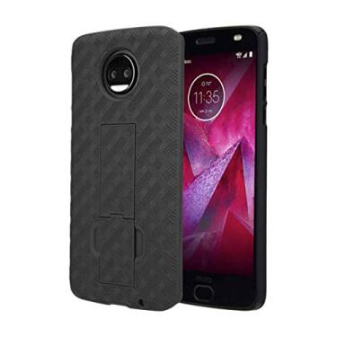 Imagem de Rome Tech Capa com clipe de cinto para Moto Z2 Force / Z2 Play - Combo de coldre fino e resistente - Capa de telefone robusta com suporte compatível com Motorola Z2 Force - Preta