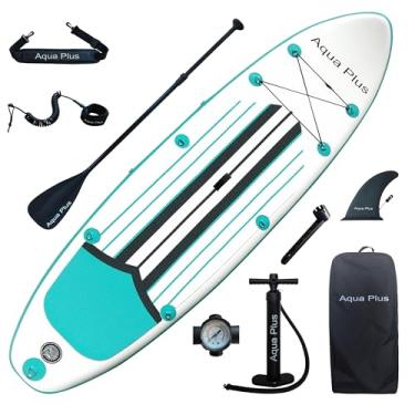 Imagem de Aqua Plus SUP inflável de 15 cm de espessura para todos os níveis de habilidade, prancha de stand up paddle, bomba, mochila de viagem ISUP, trela, alça de ombro, jovem, prancha inflável para adultos