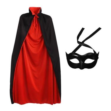 Imagem de IMIKEYA Capa de vampiro de Halloween com máscara: capa de vampiro de 139.7 cm fantasia de vampiro adulto capa de camada dupla, 1 capa de vampiro + 1 máscara, 1.4m