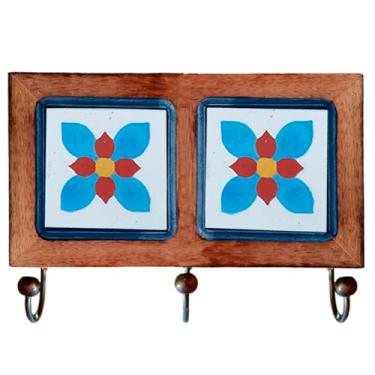 Imagem de Cabideiro De Parede Rustico Ladrilho Hidraulico Para Roupas Bolsas Chaves (j2)