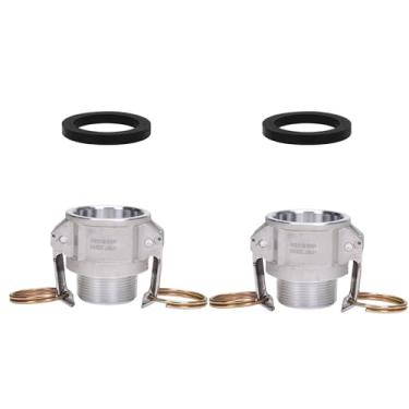 Imagem de DERPIPE Encaixe Camlock PartB de alumínio – 3,8 cm trava de came fêmea x 3,8 cm macho NPT tipo B mangueira de ranhura de ranhura adaptador de desconexão rápida (pacote com 2)