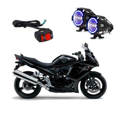 Imagem de Par Farol de Milha Angel Eye U7 Azul para Moto Suzuki 650F  2009 2010 