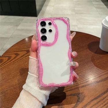 Imagem de Capa para S24 Glitter Wave Frame Transparente Capa de silicone macio, rosa, para S24