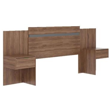 Imagem de Cabeceira Cama Box Madeirado Urban 1114 c/ 2 Mesas e 2 Gavetas Flex Freijo ou Freijo Cinza - Carraro