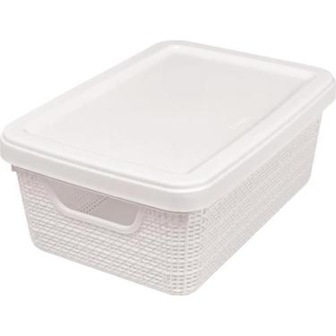 Imagem de Caixa Organizadora Multiuso Decorativa  5 Litros Branco 3127  JAGUAR