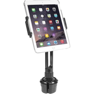 Imagem de Macally Suporte de tablet resistente para carro – Funciona como suporte de copo, suporte de tablet ou suporte de telefone – Serve para dispositivos de 8,8 a 20,3 cm de largura com capa – Suporte ajustável para carro iPad com suporte giratório de 360°