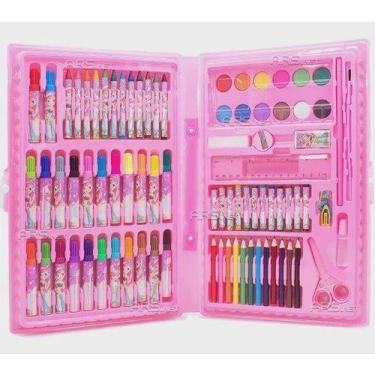 Imagem de Kit Maleta Escolar Princesa Com 86 pçs Canetinhas Coloridas (Rosa) - T