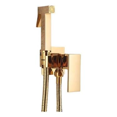 Imagem de Ducha Higiênica Banheiro Dourado Brilhante Monocomando Luxo - AquaTap