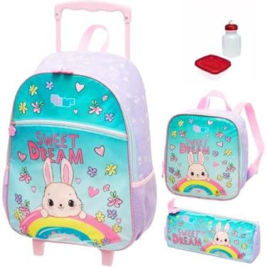 Imagem de Kit Mochila Mochilete Coelhinha Escolar Infantil Rodinhas G - Pacific