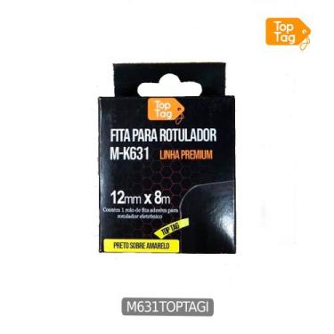 Imagem de Fita Compativel P/ Rotulador Brother 12mm Preto e Amarelo M631 - TOP T