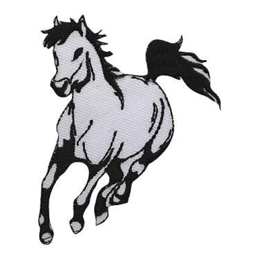 Imagem de Patch de cavalo de corrida, patch de rimas infantis, emblema bordado de ferro na costura para roupas, etc. 6,5 x 8 cm