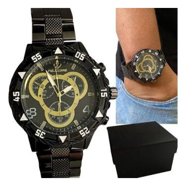 Imagem de Relógio Masculino All Black Robusto Aço Resitente Acessivel - EEA SEMI