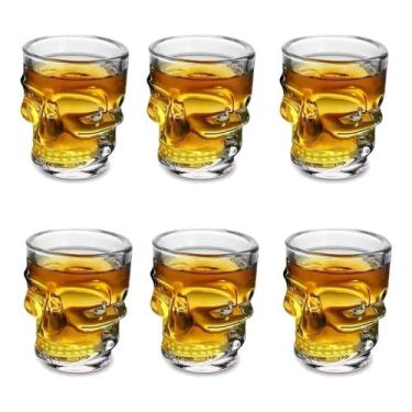 Imagem de 6un COPO VIDRO DOSE SHOT CAVEIRA 50ML CACHAÇA TEQUILA GROSSO - Rio Tij