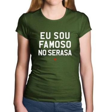 Imagem de Baby Look Algodão Eu sou famoso no Serasa - Foca na Moda, Musgo, GG