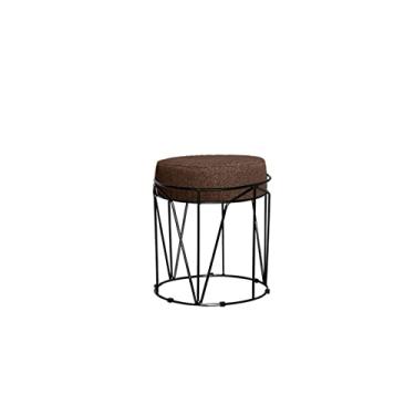 Imagem de Puff Aramado Redondo Preto Babu Linho Marrocos - V&G Decor