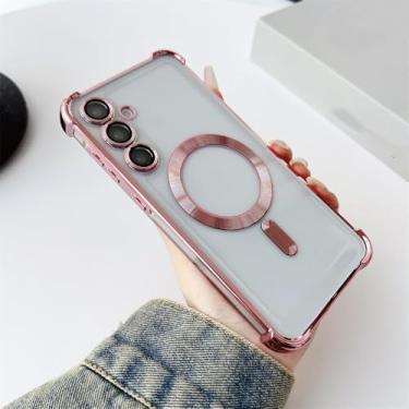 Imagem de Capa transparente de luxo para Samsung A55 A16 S25 S24 Ultra S23 FE Plus A35 A25 A15 A06 A05 A05S Capa TPU macia, rosa, para Galaxy A55 5G