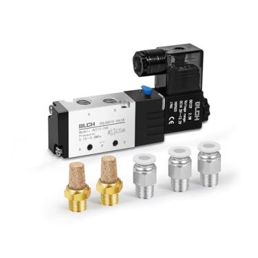 Imagem de BLCH Válvula Solenoide PNEUMATIC 4V210-08 DC12V Bobina Única Operada por Piloto Elétrica 2 Posições 5 Way Tipo de Conexão Caixa de Junção (4V210 DC12V 1/10.2 cm NPT)