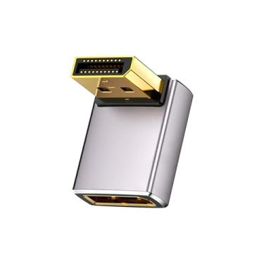 Imagem de Duttek Adaptador de porta de exibição de 90 graus 8K 1.4, adaptador extensor DisplayPort de 32,4 Gbps, adaptador DisplayPort macho para fêmea (8K/60Hz, 4k/144Hz) para PC, laptop, 1 pacote