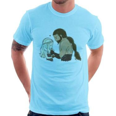 Imagem de Camiseta Khal Drogo e Daenerys Targaryen - Foca na Moda, Azul bebê, P