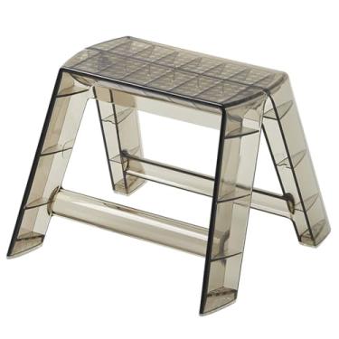 Imagem de Banco transparente, escada dobrável de acrílico portátil, 1 degrau, cadeira pequena para adultos, para cozinha, biblioteca interna e externa(Brown)