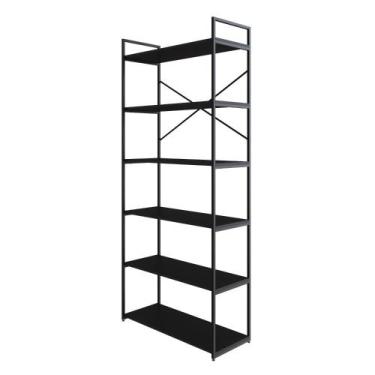 Imagem de Estante Alta C/06 Prateleiras 185x80x33cm Yon - Compace, Preto TX/Est.