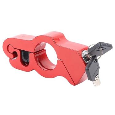 Imagem de Local de Alumínio Vermelho Trava do Guidão Anti -roubo para Motocicletas e Bicicletas Elétricas - Design Robusto para Segurança