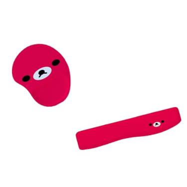 Imagem de Kit Mouse Pad E Apoio Teclado Ergonômico Urso Rosa Encantado