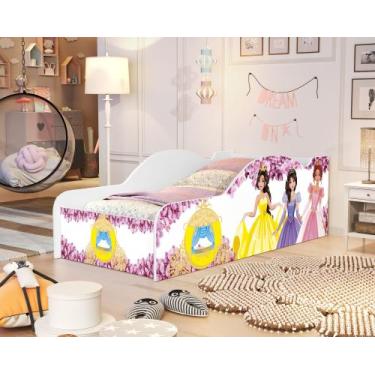 Imagem de Mini Cama Infantil Juvenil Carro Com Proteção Lateral Adesivada MDF De