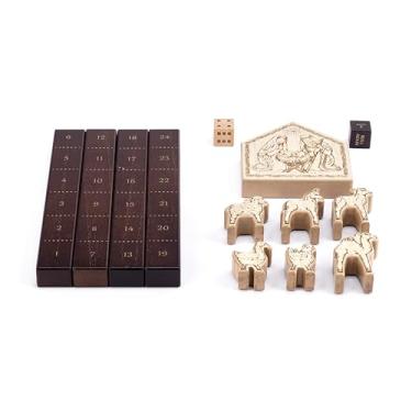 Imagem de DEMDACO Jogos e atividades natalinas marrom natural, madeira quadrada de 23 cm, feito à mão, festa festiva, fé, jogo de Natal festivo religioso, corrida de animais de presépio