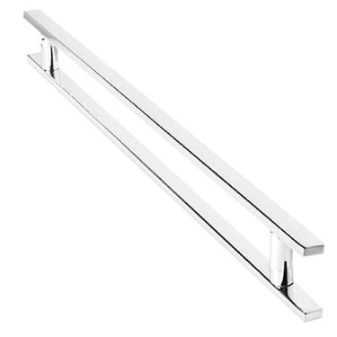 Imagem de Puxador Porta Pivotante Madeira Vidro 60cm Aço Inox 304 Escovado - Brinovar