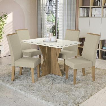 Imagem de Conjunto 2 Cadeiras de Jantar Kappesberg CAD142 Linho Bege