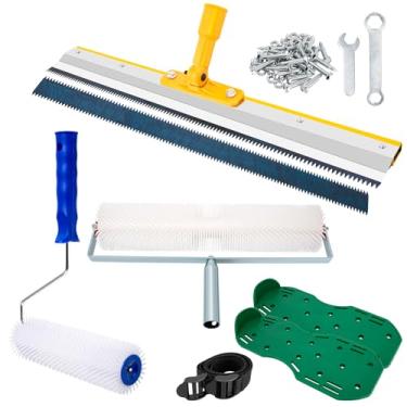 Imagem de Ferramentas de concreto autonivelante, rolo pontiagudo para kit de ferramentas de piso epóxi autonivelante - Ferramentas de nivelamento de cimento com escova de rolo, sapatos de ponta, raspador de aço
