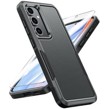 Imagem de FNTCASE Capa para Samsung Galaxy S24-FE: Capa protetora robusta de camada dupla | Capas resistentes e antiderrapantes à prova de choque | Proteção à prova de quedas de grau militar resistente (preta)