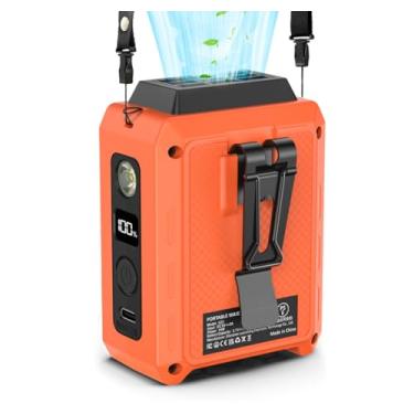 Imagem de CAZOKASI Ventilador de clipe de cintura vestível com suporte de mesa de iluminação 16.000 rpm Tempo de funcionamento de até 20 horas (5000 mAh / laranja)