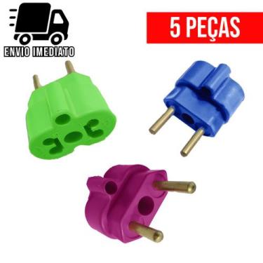 Imagem de Kit 5 Adaptador de Tomada BOB Colorido 10A e 20A - D&C